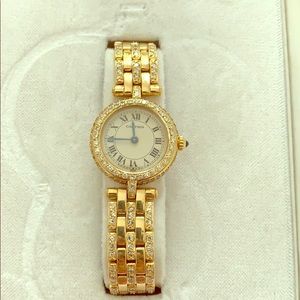 Cartier ladies gold and diamond watch